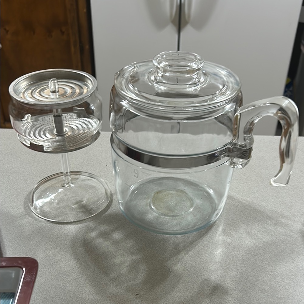 Vintage Pyrex Clear Glass Teapot Round Body Spout Handle